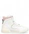 Shabbies  Mid Top Sneaker Printed Leather Soft Nappa And Suede White Rose (3049)